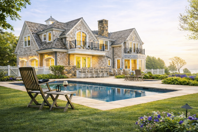 HAMPTON HOME WITH POOL LANDSCAPE
