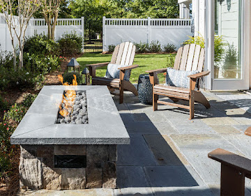 creative design landscapes hardscape, custom firepit, blue stone patio, luxury living hamptons