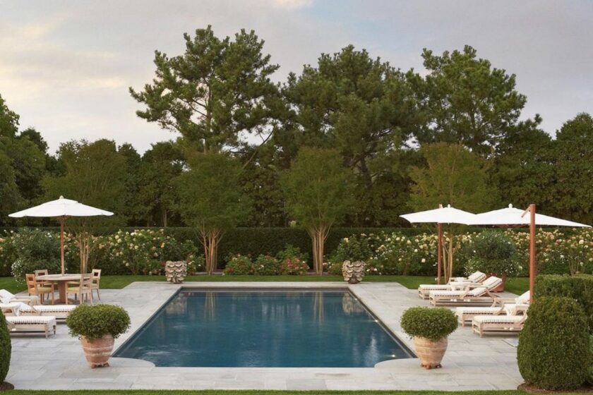 Hamptons poolscape, boxwoods, native plantings, southampton, easthampton, sag harbor, watermill
