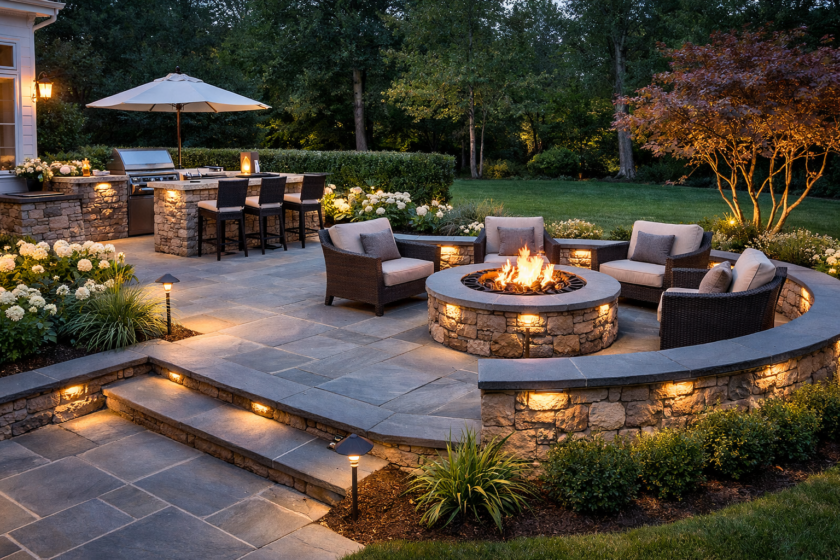 stonework ,hardscapes, hamptons, bluestone patio, firepit, outdoor kitchen LANDSCAPE DETAILS, CREATIVE TOUCH, LANDSCAPE LIGHTING, SCREENING TREES IN THE HAMPTONS, SECURITY SERVICES, LIGHTING SERVICES, LANDSCAPE SERVICES. EASTHAMPTON, SOUTHAMPTON, WESTHAMPTON, SAG HARBOR