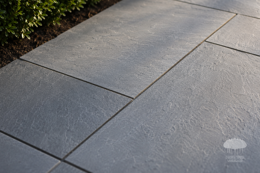 Close-up detail of precisely fitted bluestone walkway joints